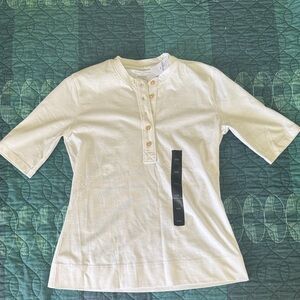 NWT Banana Republic White Short Sleeve Henley Shirt